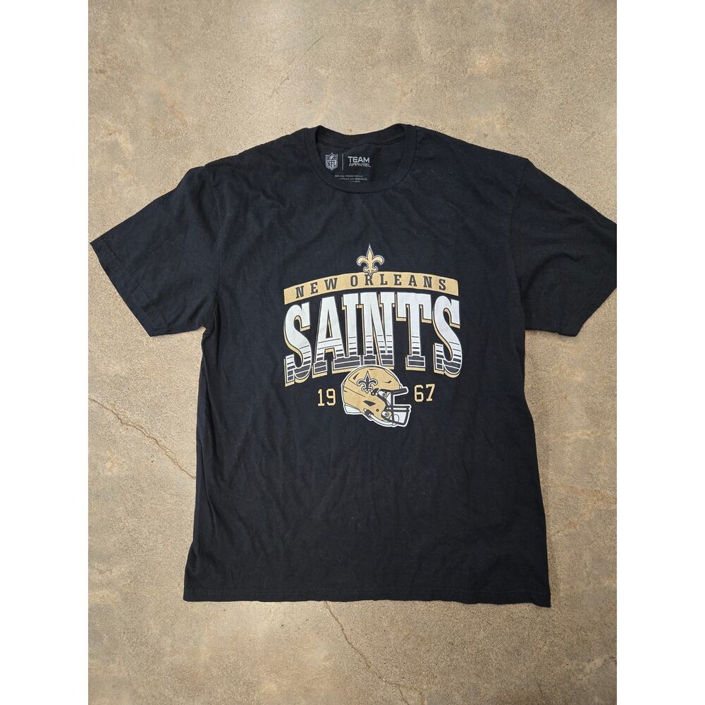 NFL Team Apparel New Orleans Saints Graphic T-Shirt Black Size Large